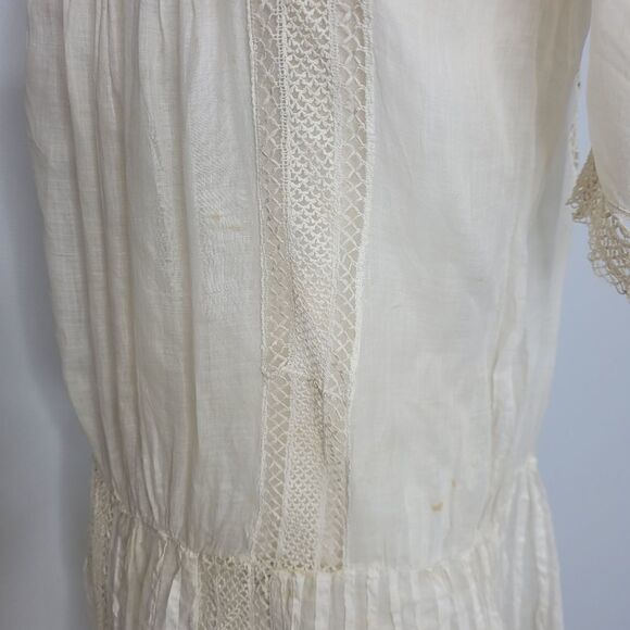 ANTIQUE vintage 1920s‎ Edwardian white drop waist tea slip dress XS - Picture 10 of 17